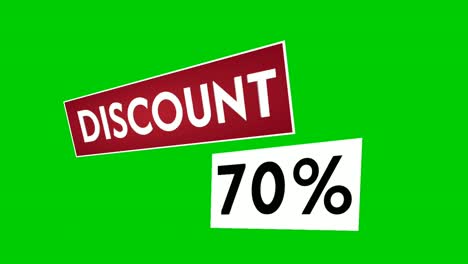 discount 70% percent text animation motion graphics suitable for your flash sales,black friday, shopping projects business concept on green screen