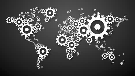 abstract world map gears global cooperation with cog wheel