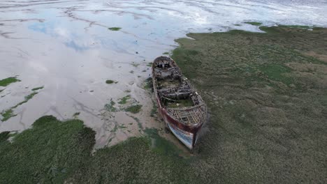 Naufragio-Río-Medway-Kent-Reino-Unido-Drone-Aéreo-Punto-De-Vista