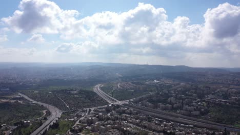 jerusalem and betlehem city wide aerial flight view