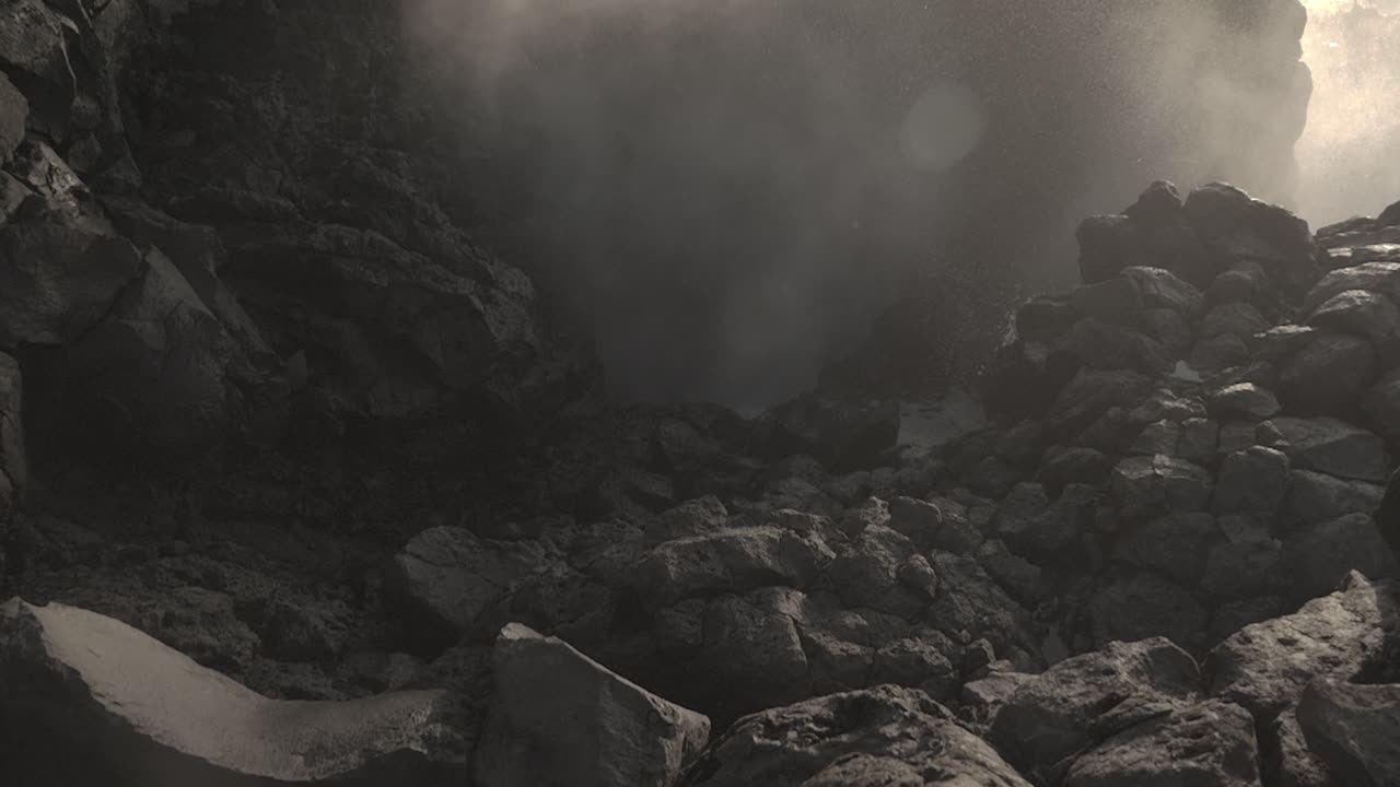 Powerful Waves Crashing Against Rocks