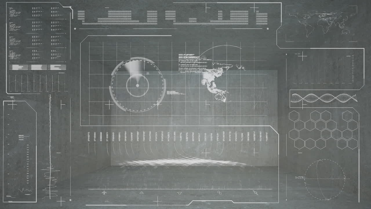 회색 배경에 대한 통계 및 데이터 처리의 애니메이션