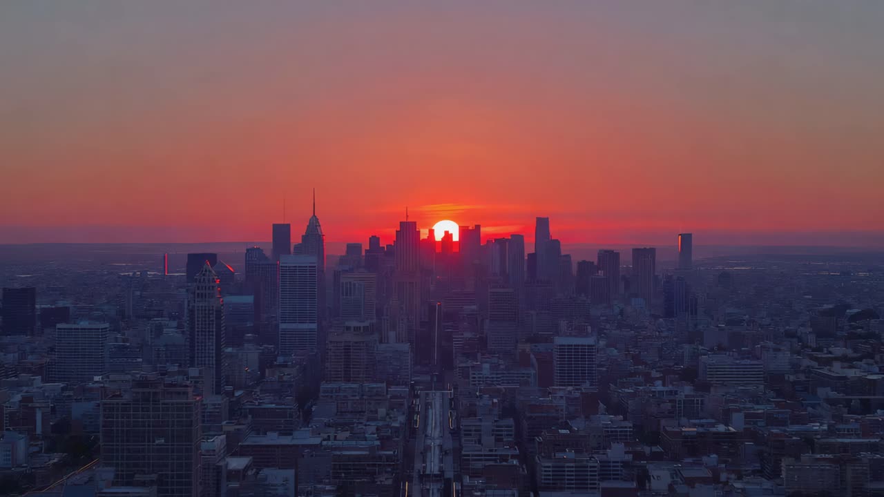 해가 지는 도시 풍경