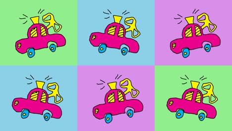 kids drawing pop art seamless background with theme of toy car