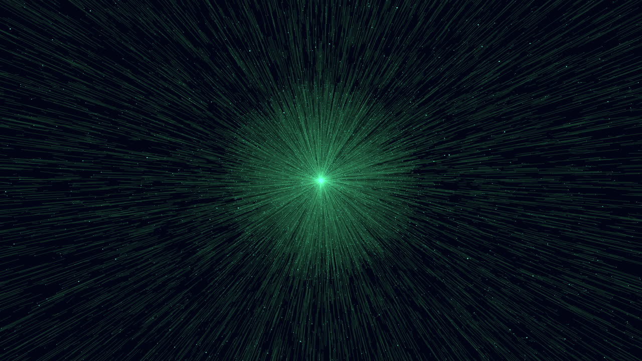Intense green light pierces dark void in eye-catching display