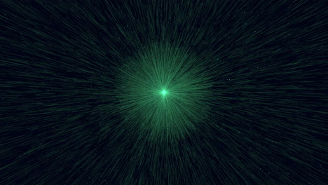 intense green light pierces dark void in eye-catching display