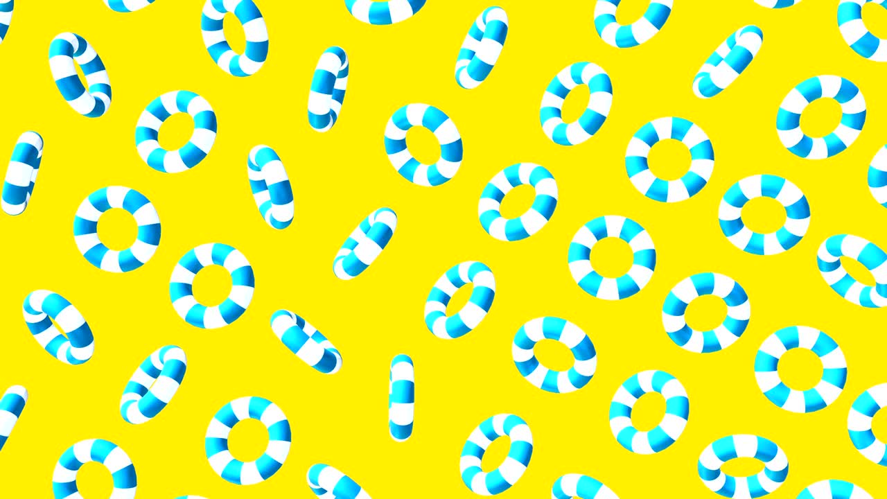 날아다니거나 떠다니는 간단한 기하학적 도과 함께 추상적인 다채로운 배경, 다채로운 장식적인 loopable 3d 애니메이션, 밝은 현대 모션 구성.