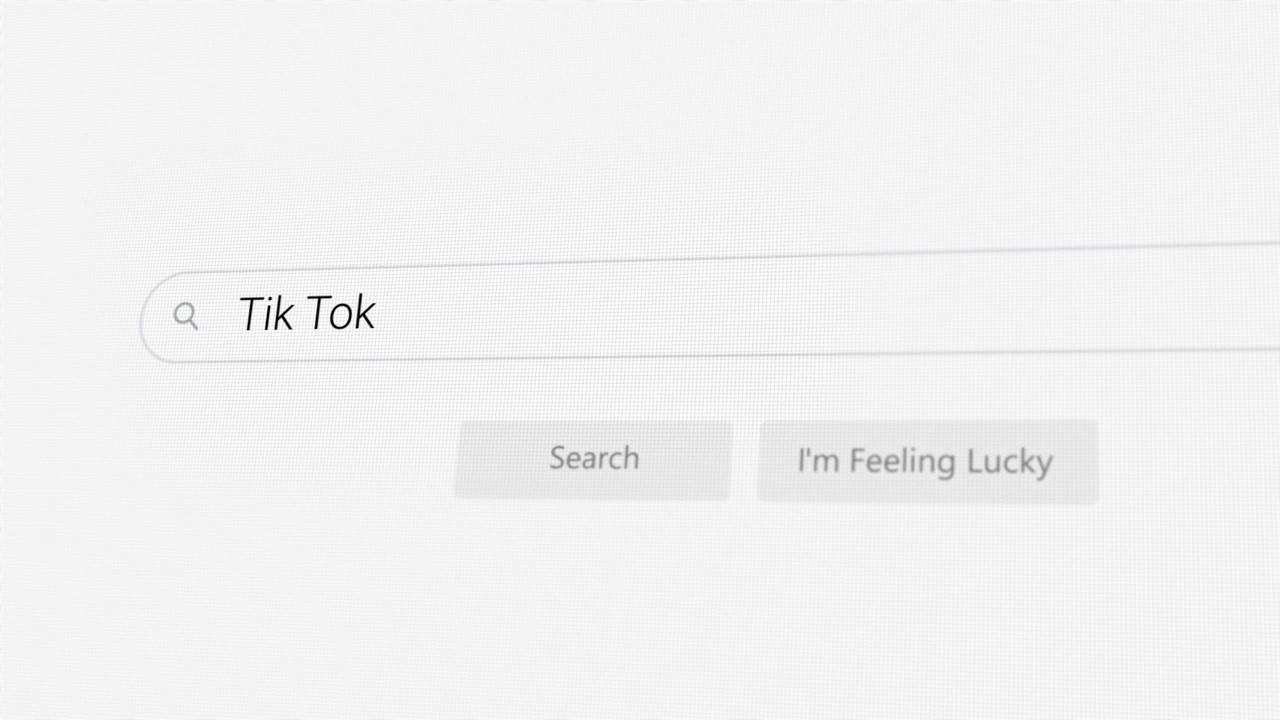 Searching for Tik Tok on Internet browser