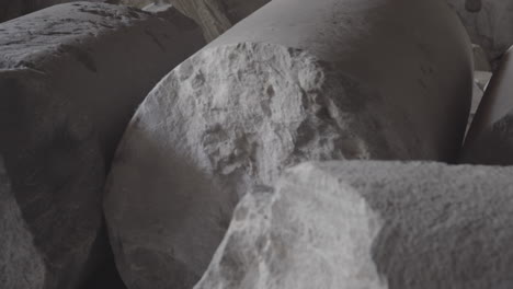 close up of ancient fallen and broken pillars