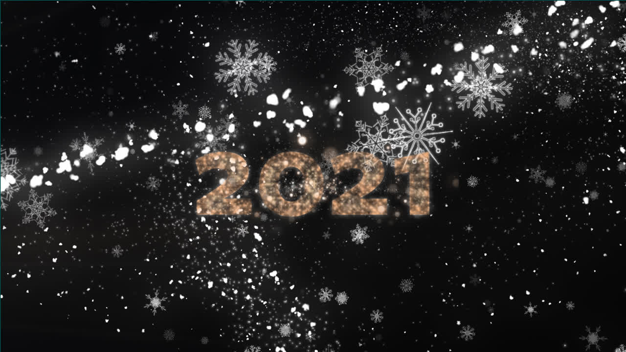 animación de texto de 2021, estrella de navidad cayendo y fuegos artificiales