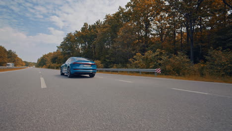 audi suv rushing on highway. audi e-tron in motion on highway