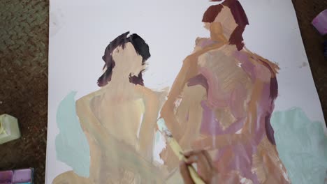 artist at work: painting abstract figures