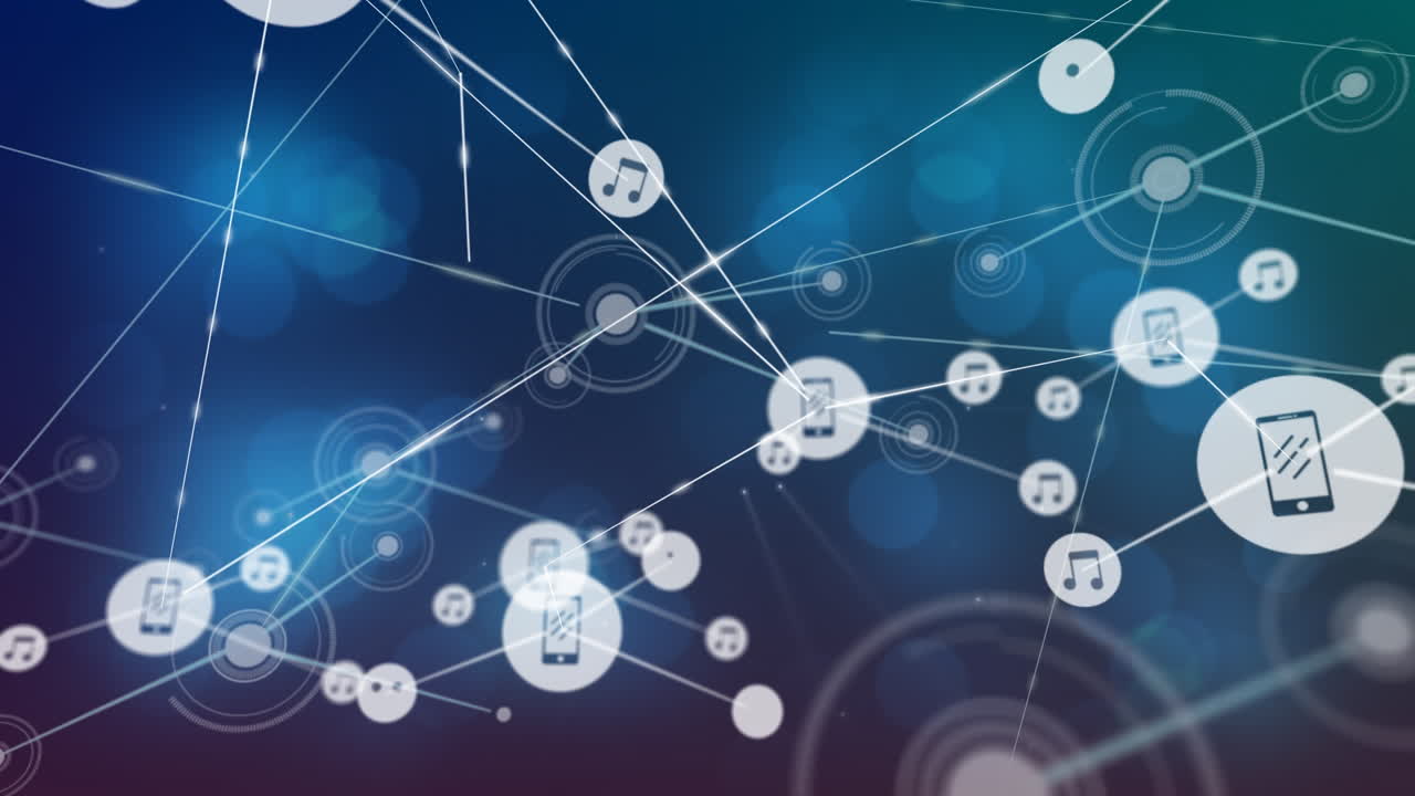 파란색 배경 위의 데이터 처리 애니메이션