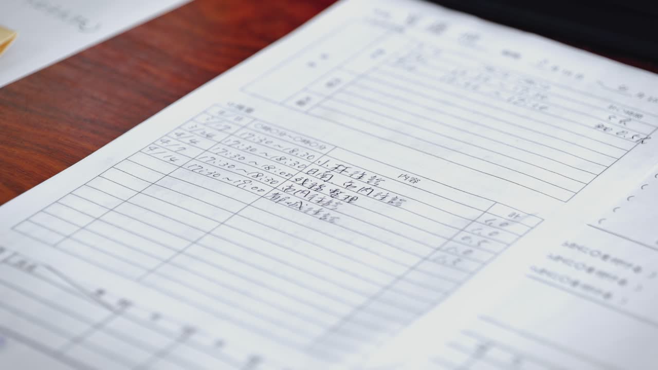 Close-Up of a Piece of Paper with Notes Written in Japanese on a Desk