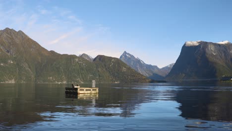 dock floating in a beautiful norwegian fjord at sæb?