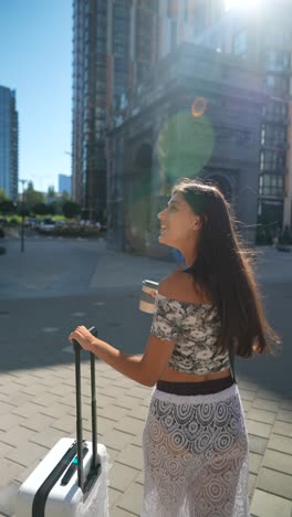 woman traveling in city