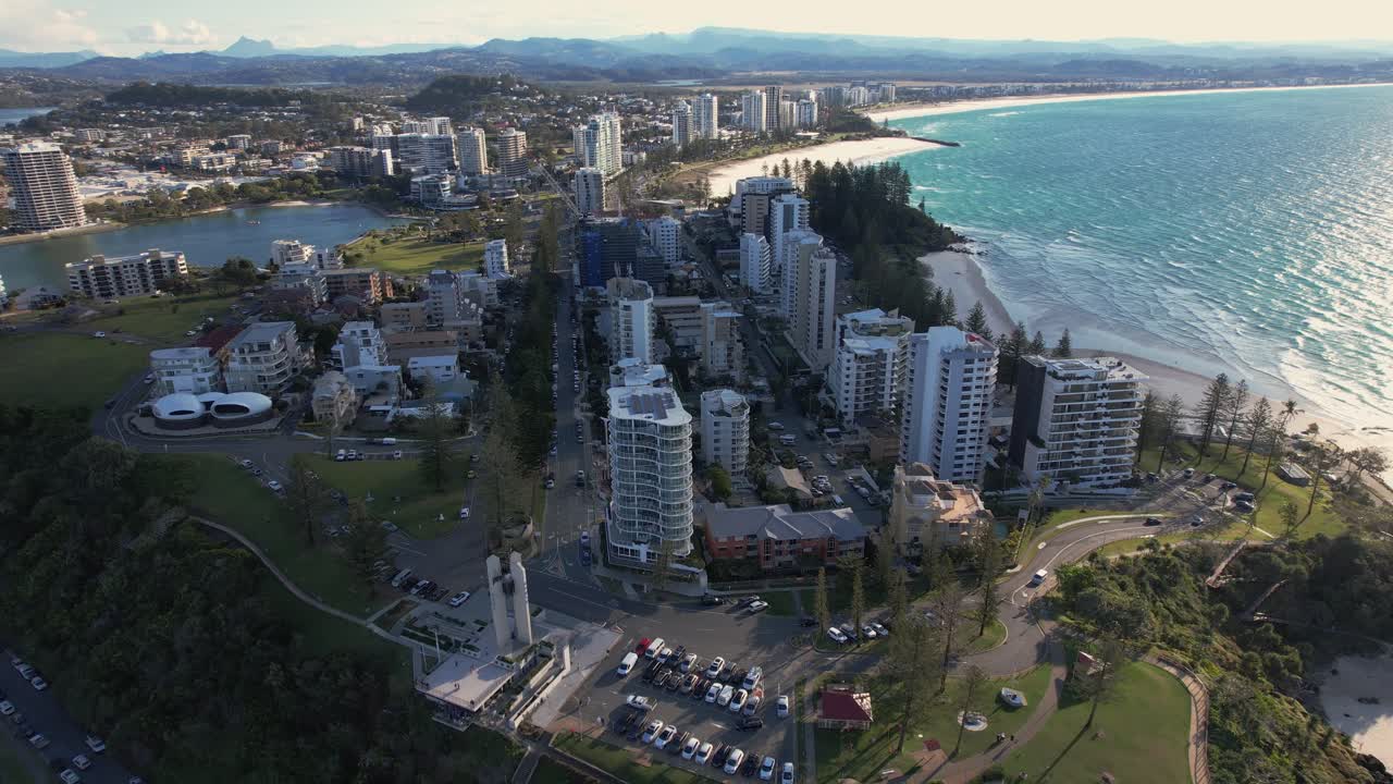 Captain Cook Memorial And Lighthouse At Tweed Heads In New South Wales, Australia. Aerial Drone Shot