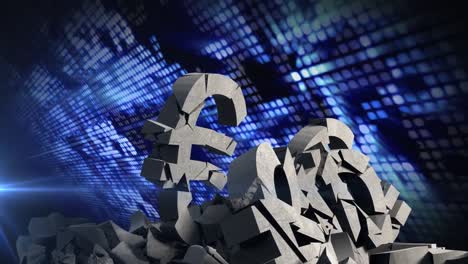 animación del símbolo del euro sobre procesamiento de datos sobre fondo negro
