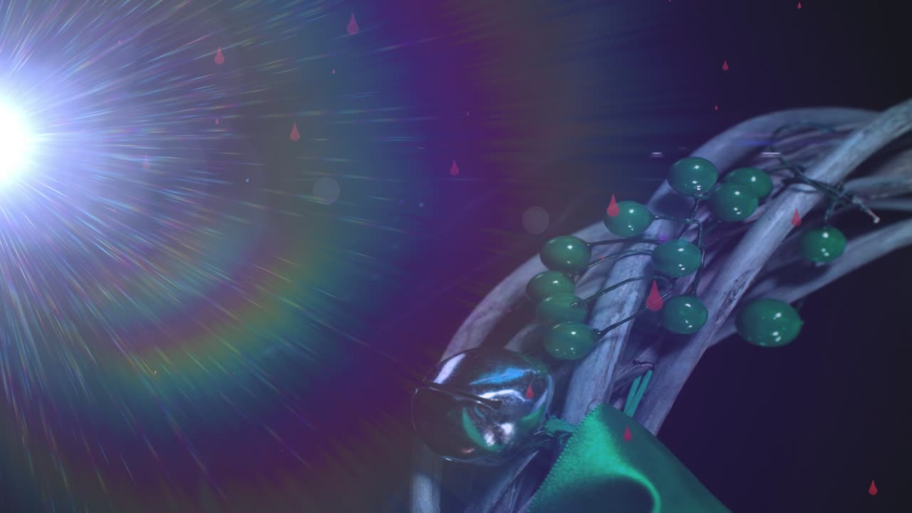 Animation of glowing light over falling snow