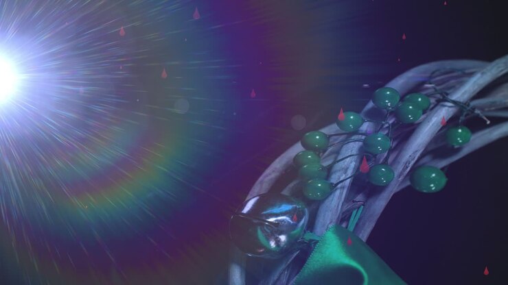 Animation of glowing light over falling snow
