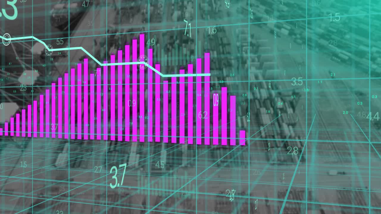 animación de las estadísticas y el procesamiento de datos en el astillero