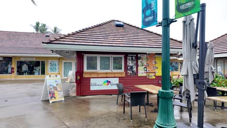 hibiscus sweet gelato and cafe at coconut marketplace, quaint open-air shopping village with stores, restaurants, coffeeshops and local art. coconut marketplace at kapaa on the island of kauai hawaii