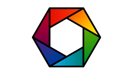 animation of changing colorful hexagon pictogram element