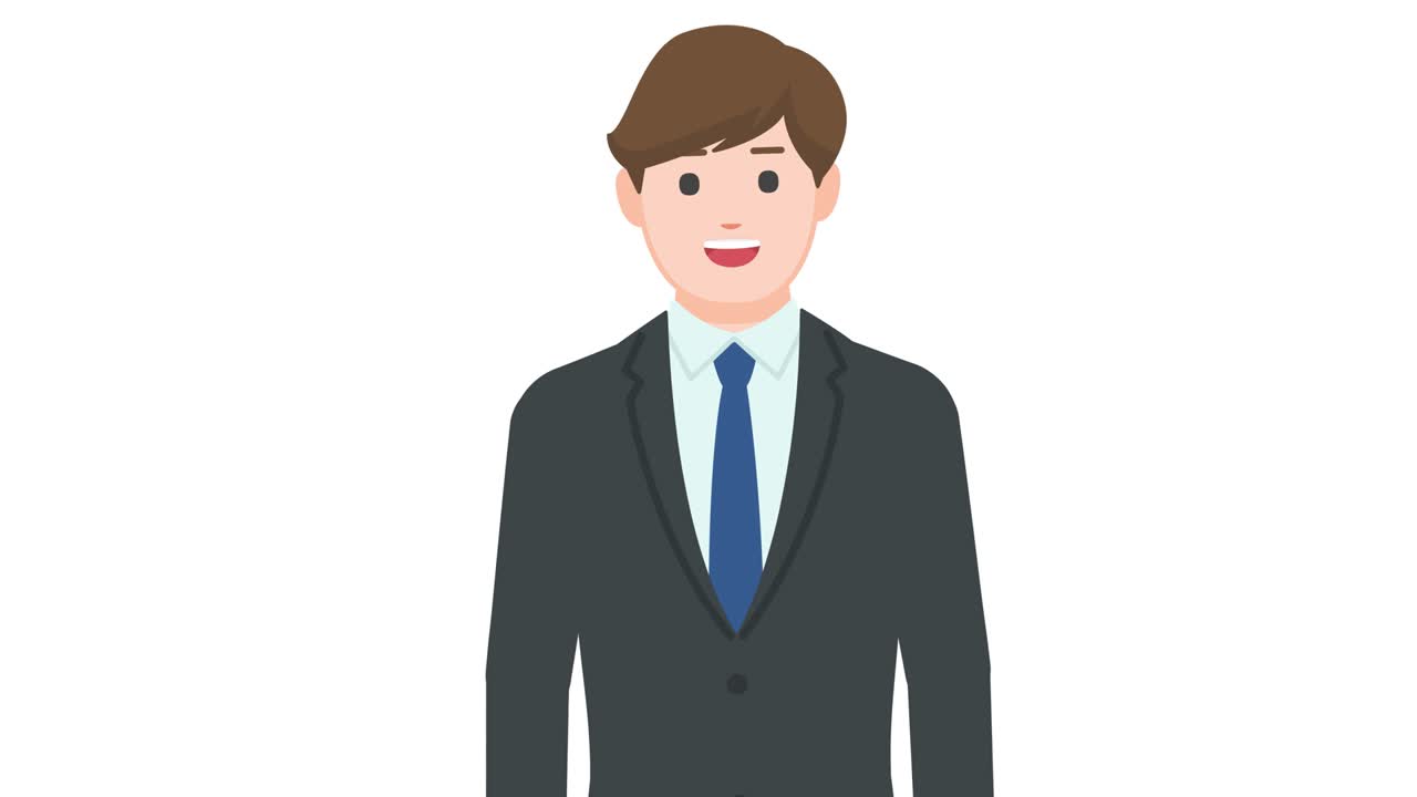 색 배경에 고립된 말하는 사업가