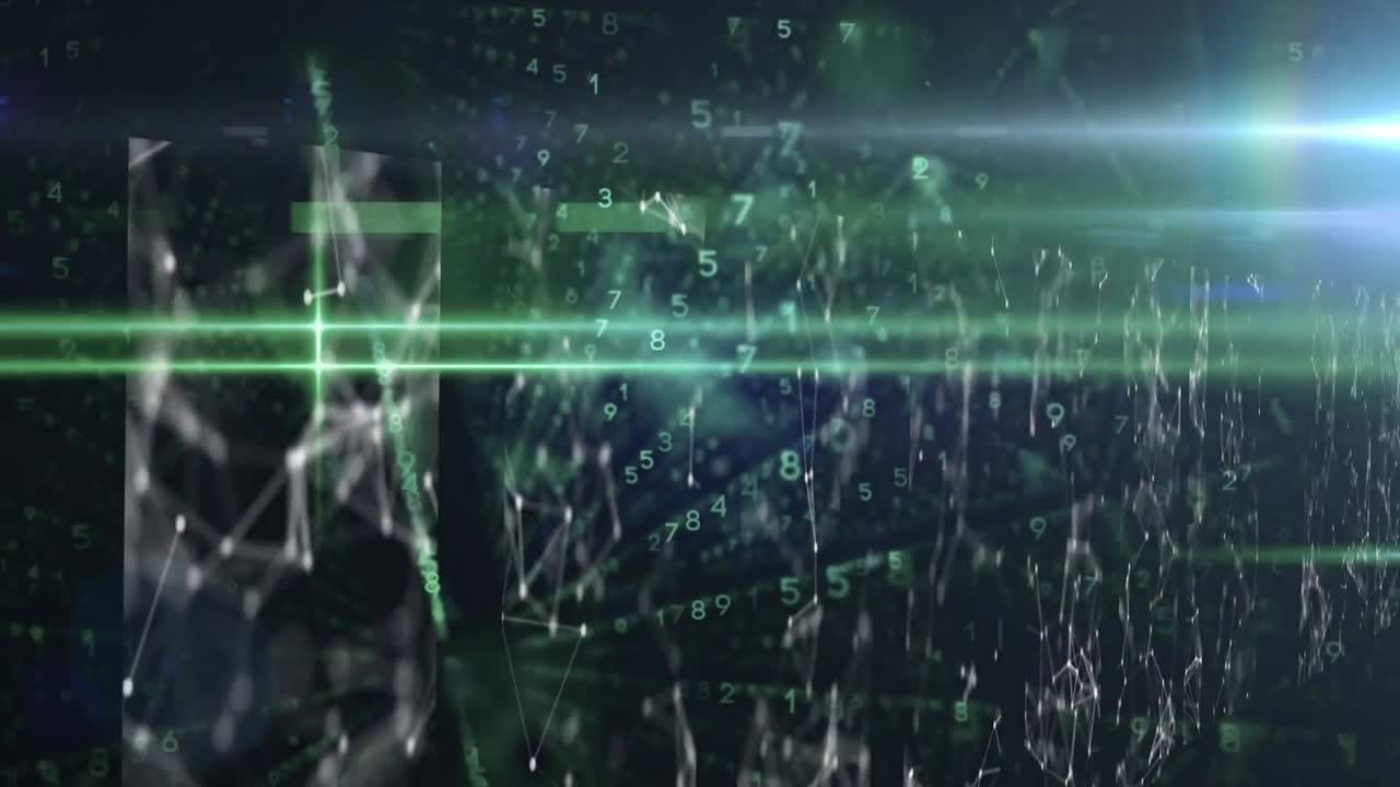 animación de datos, luces y conexiones en el espacio digital negro