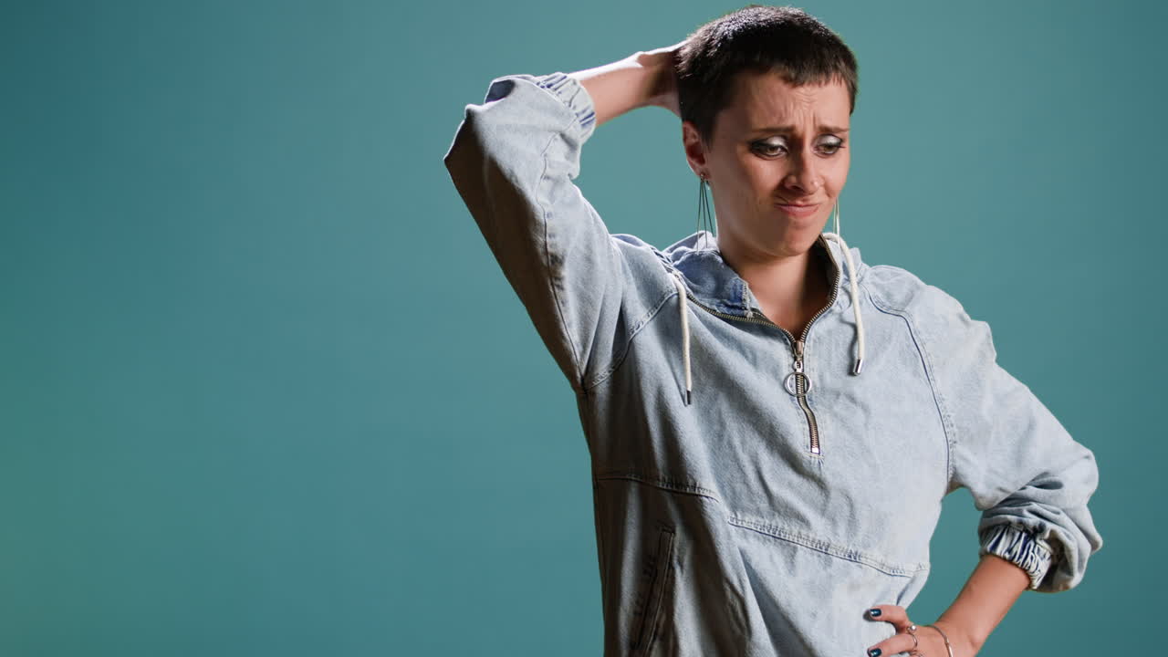 A young woman in a studio shot