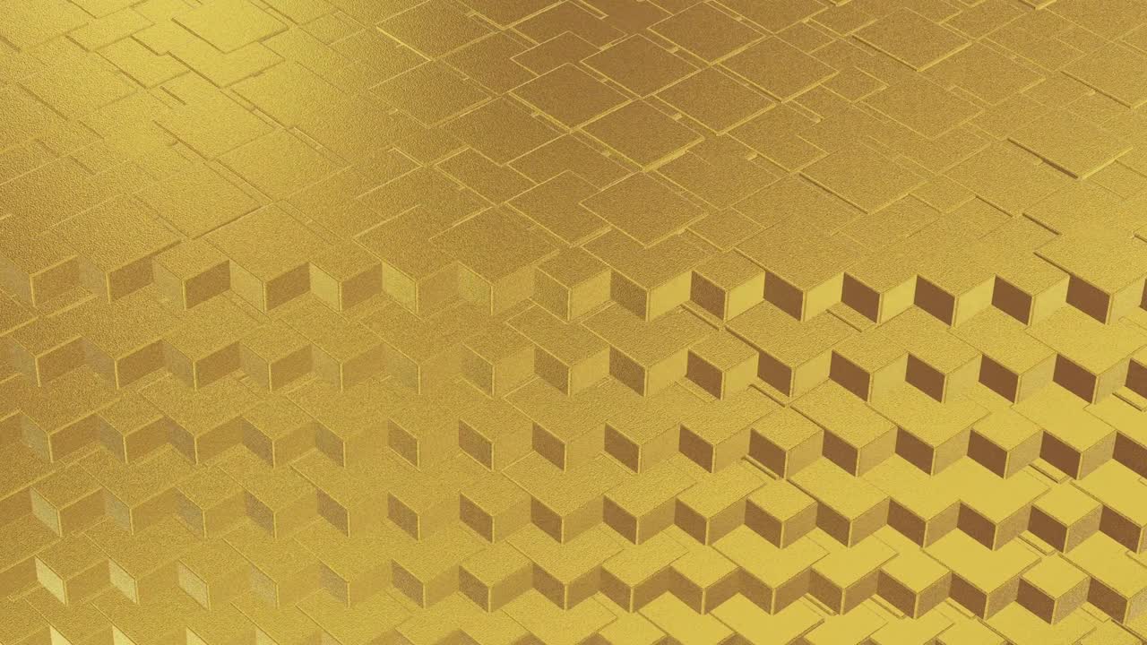 abstracto geométrico fondo dorado azulejos de papel de aluminio textura de bucle sin costura fondo renderizado en 3d