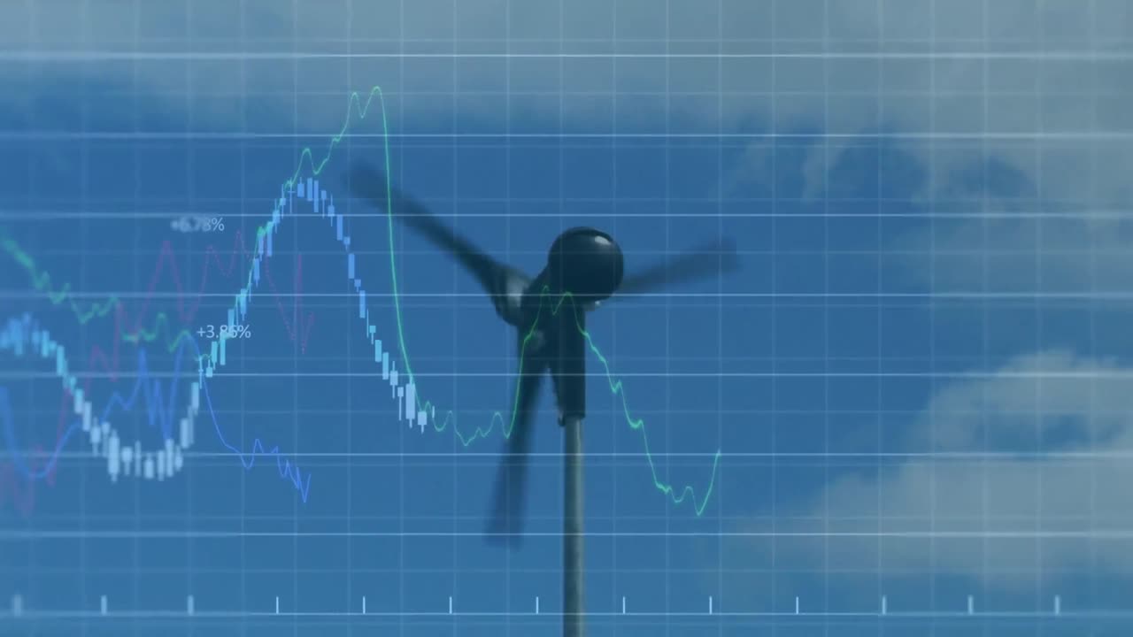 풍력 터빈에서 데이터 처리의 애니메이션