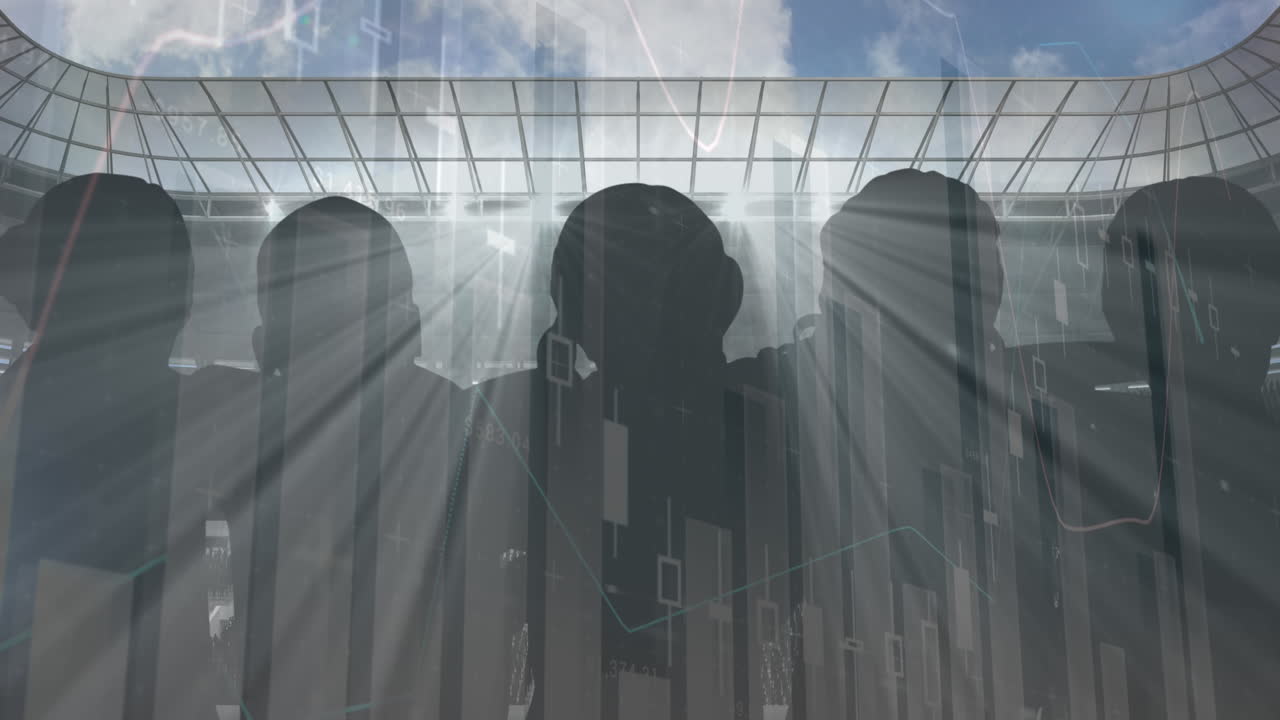 팬들의 실루 ⁇ 과 스포츠 스타디움의 배경에 대한 통계 데이터 처리