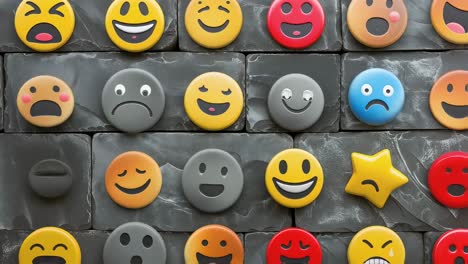 collection of emojis on a stone wall