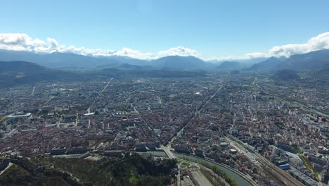 grenoble european scientific centre aerial view at the foot of the french alps