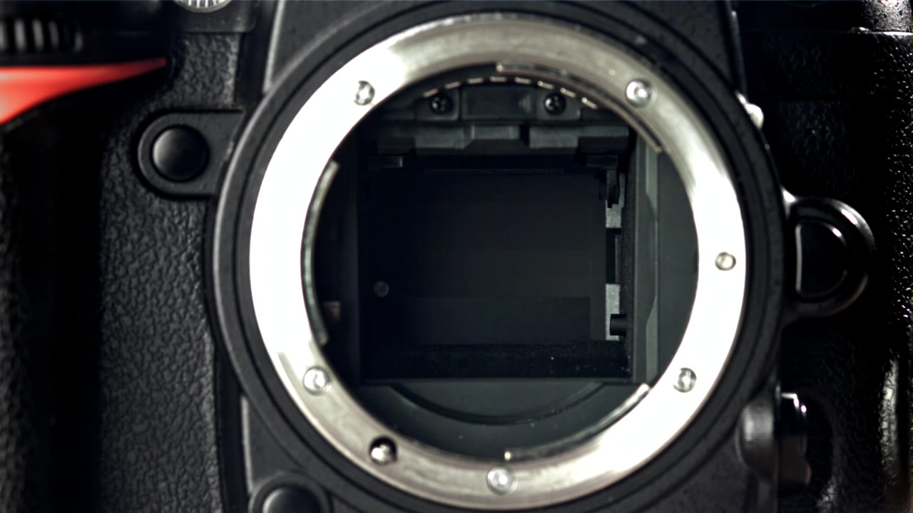 Close-up of DSLR Camera Shutter and Sensor Mechanism