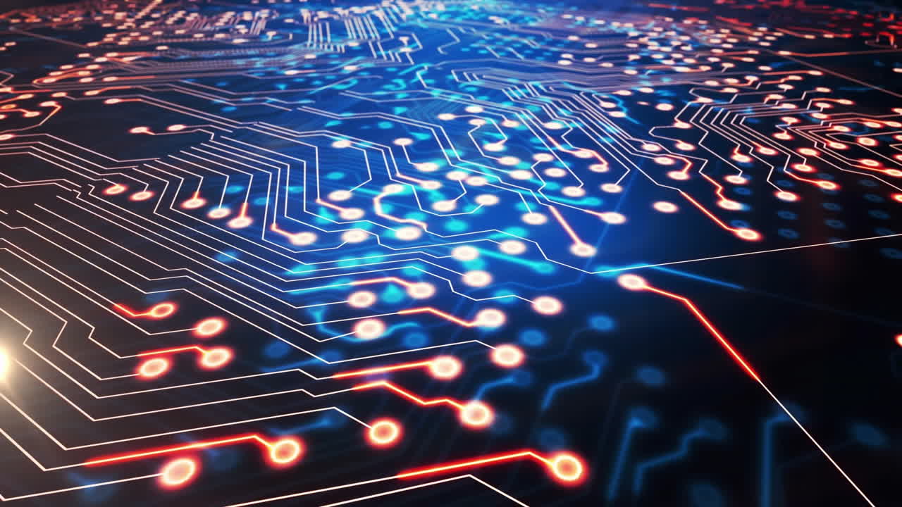 animación de la red de conexiones de neón en fondo negro