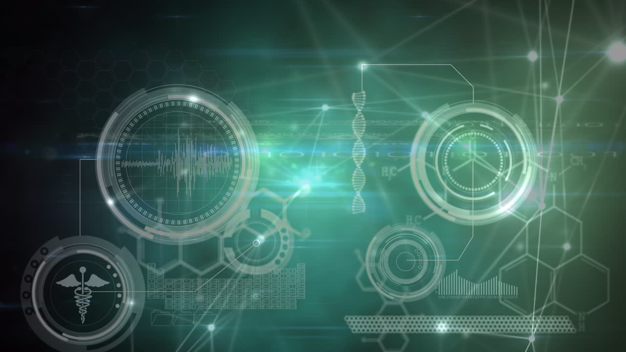 검은색 배경에 데이터 처리를 통해 연결 네트워크의 애니메이션