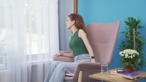 the woman shouting for help from the window.