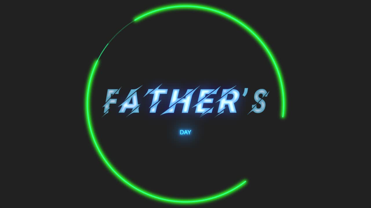 Festa del Papà con cerchio verde neon luminoso