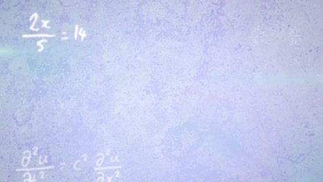 animation of mathematical equations over blue background