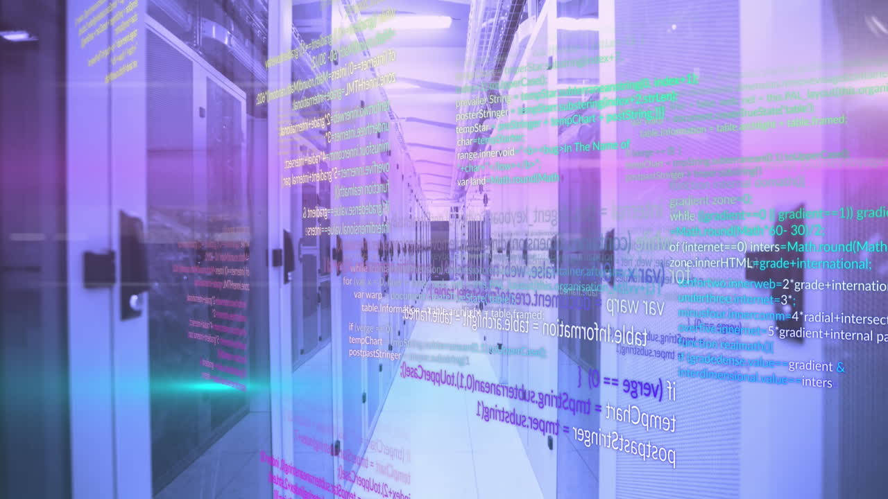animación de lenguajes de programación que se mueven a través de sistemas de servidores de datos