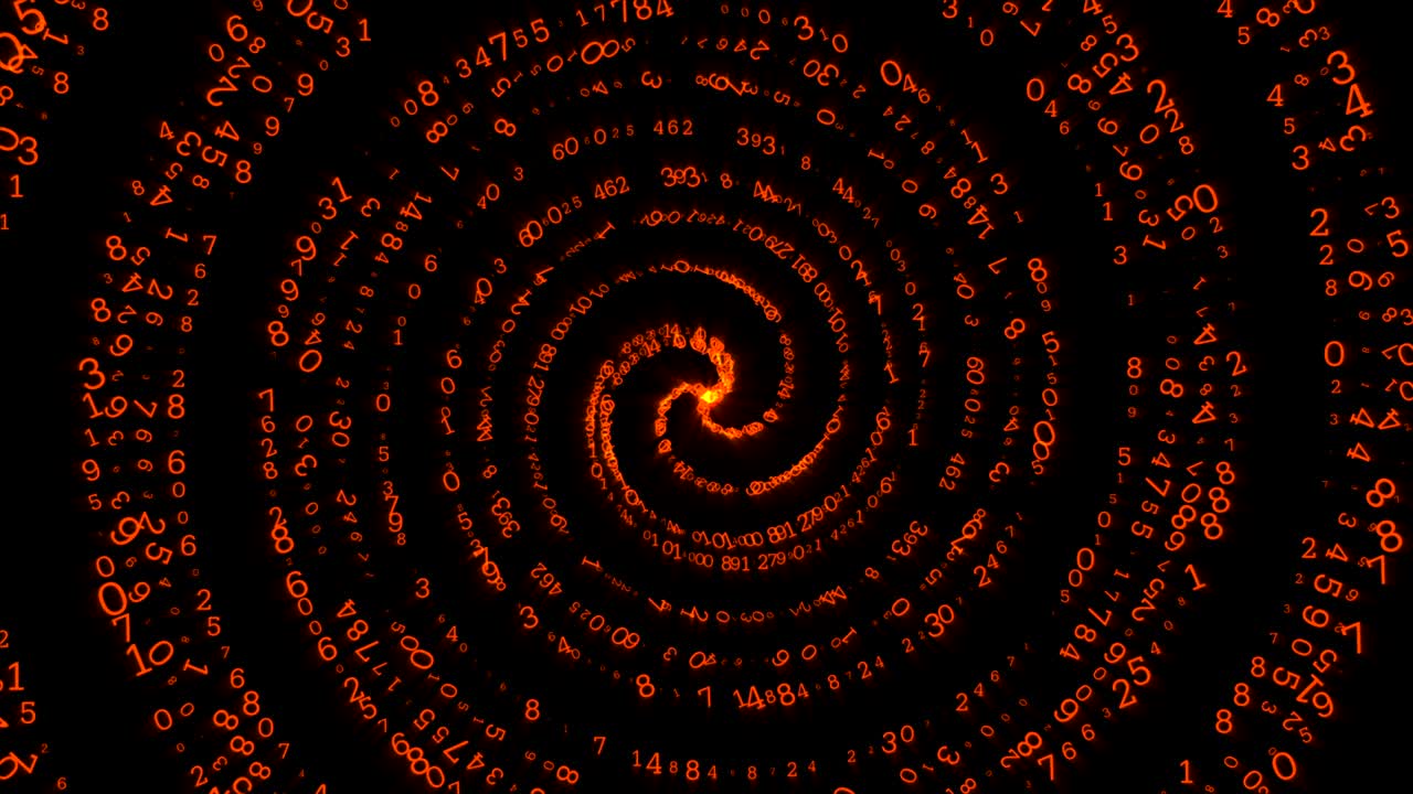 números en espiral cibernéticos de color naranja