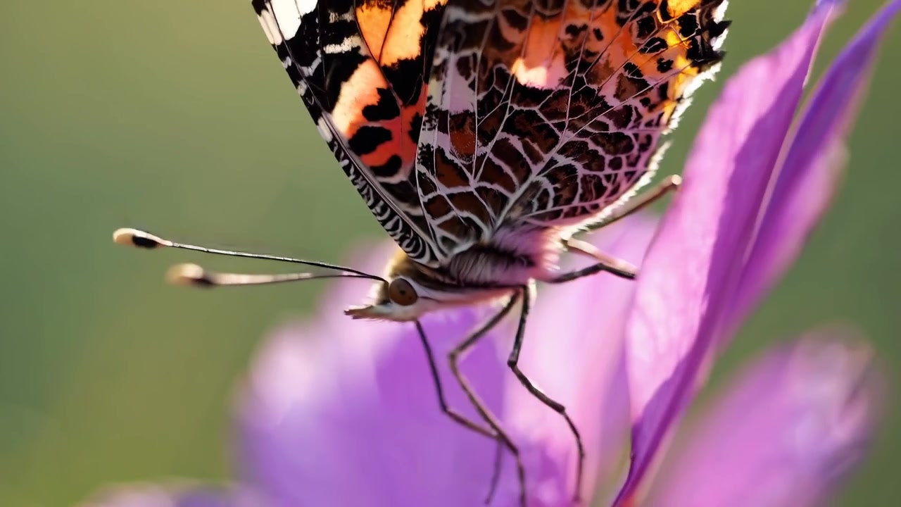 Farfalla Vanessa del cardo posata su un fiore viola