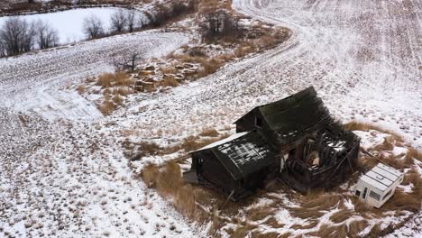 the winter solitude of an abandoned cabin: a spectacular aerial view