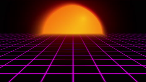 80s retro neon grid and sunset - animated background infinite loop