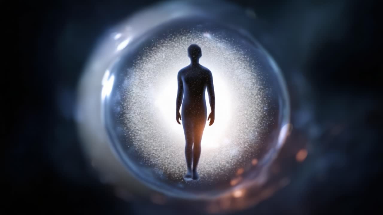 A Cosmic Journey: Exploring the Mystical Connection Between Humanity and the Universe in a Sparkling Celestial Sphere of Light and Energy