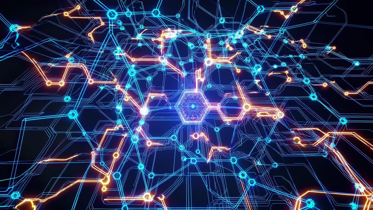 Abstract Glowing Circuit Board Pattern