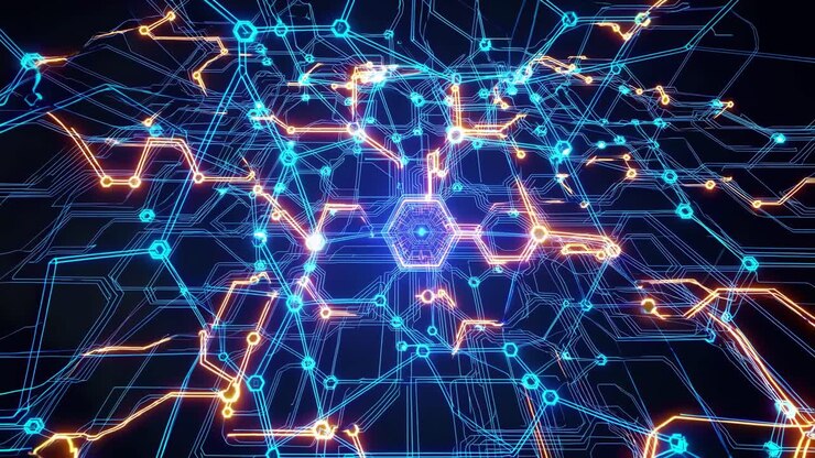 Abstract Glowing Circuit Board Pattern