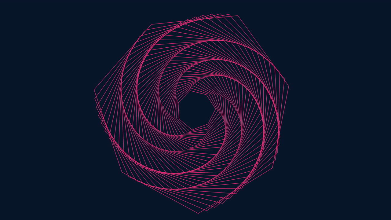 어두운 배경에 복잡하게 짜여진 선으로 형성된 신비로운 분홍색 나선형